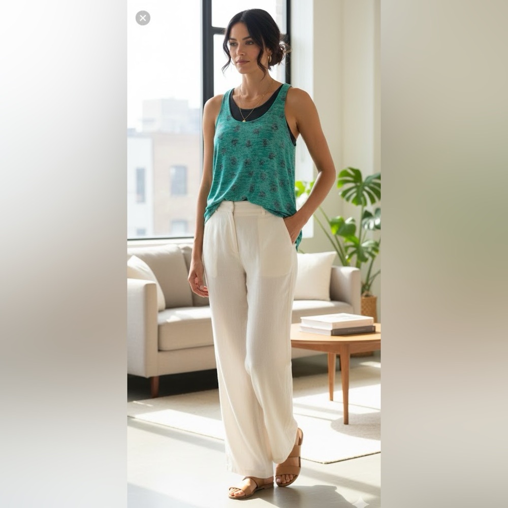 Self esteem Teal Sleeveless Women's Top size medium hi low zipper sleeveless